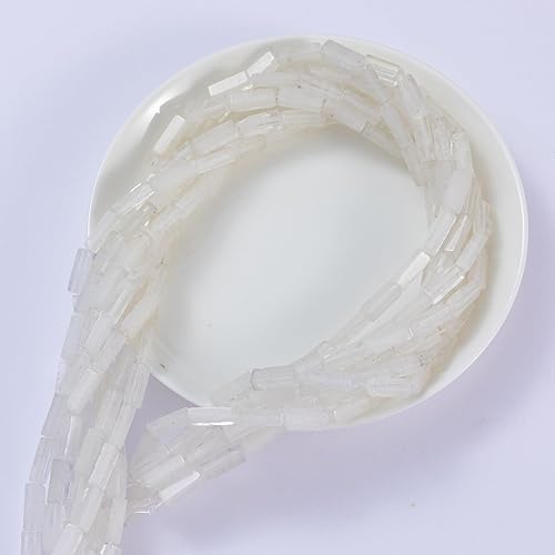 Miniatura 7 de Cuentas de tubo rectangular de cristal blanco natural, 0.157x0.512 in, 15.0 instr sueltas semi piedras preciosas para hacer pulseras, collares,