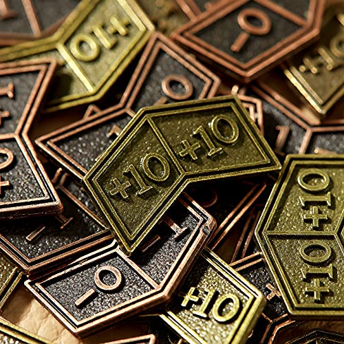 60 Stücke Metall Zähler mit Samt Kordelzug Beutel Antike Gold Metall Marken Token Doppelseitige Magische Sammel Zähler Kompatibel mit CCG, MTG