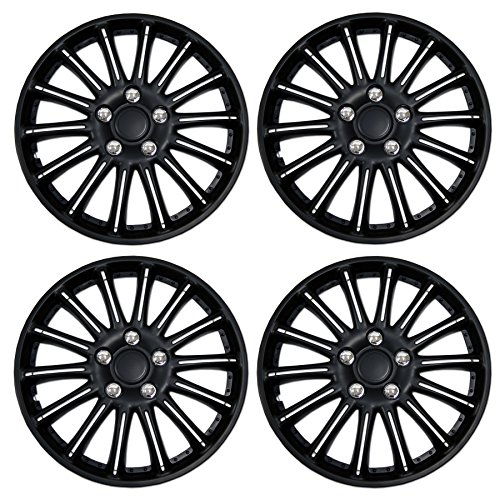 Image of Pack of 4 Hubcaps | Size 15-Inches | Wheel Covers | Style 1007 | Snap-On (Pop-On) Type Hub-caps (Not Fits Bolt-On Type) | Wheel Skin Cover WC5-15-1007-B