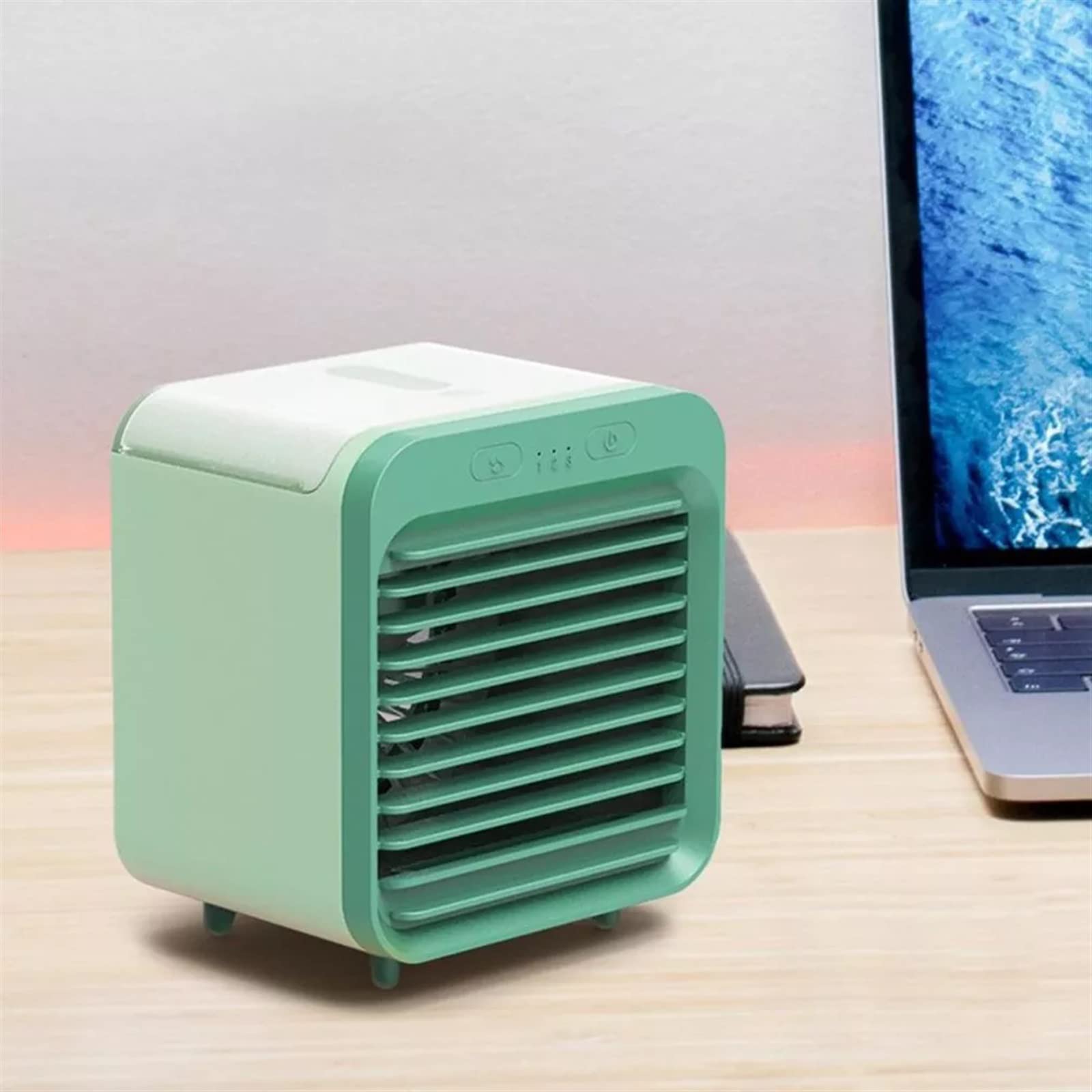 Condizionatore d'Aria Portatile, Raffrescatore d'Aria Portatile, Ventilatore, Condizionatore, Luce, Raffreddamento da scrivania, Umidificatore, Purificatore, Auto, Ufficio