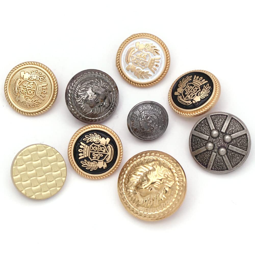 Bouton en métal à tige ronde dorée, 5 pièces, for vêtements