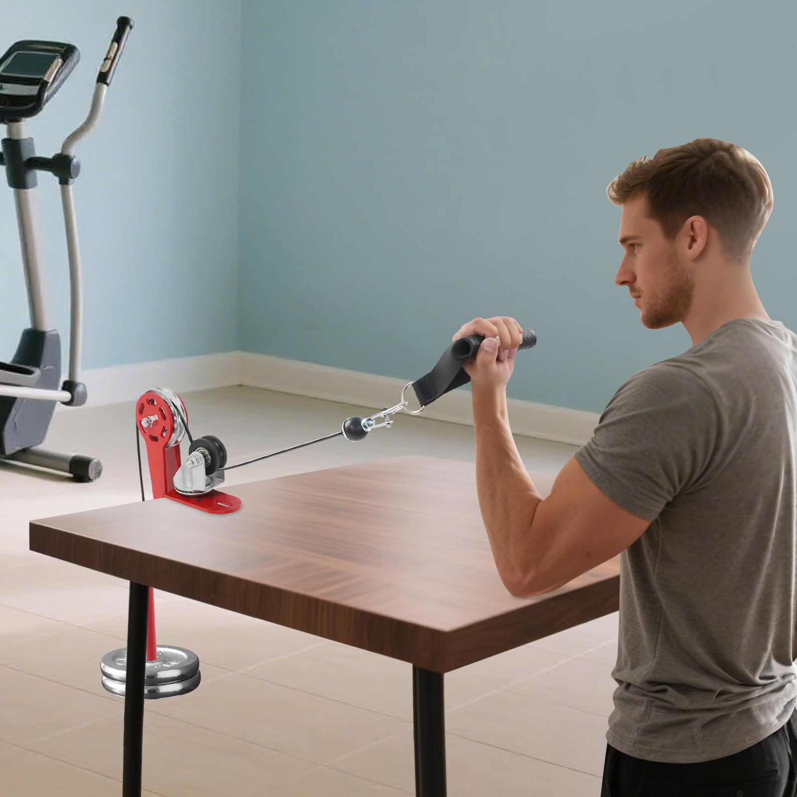 Table d'entraînement robuste de 80 kg - Avec poulies sans outils - Chaîne en fer réglable - Pour le bureau, la maison et le bureau