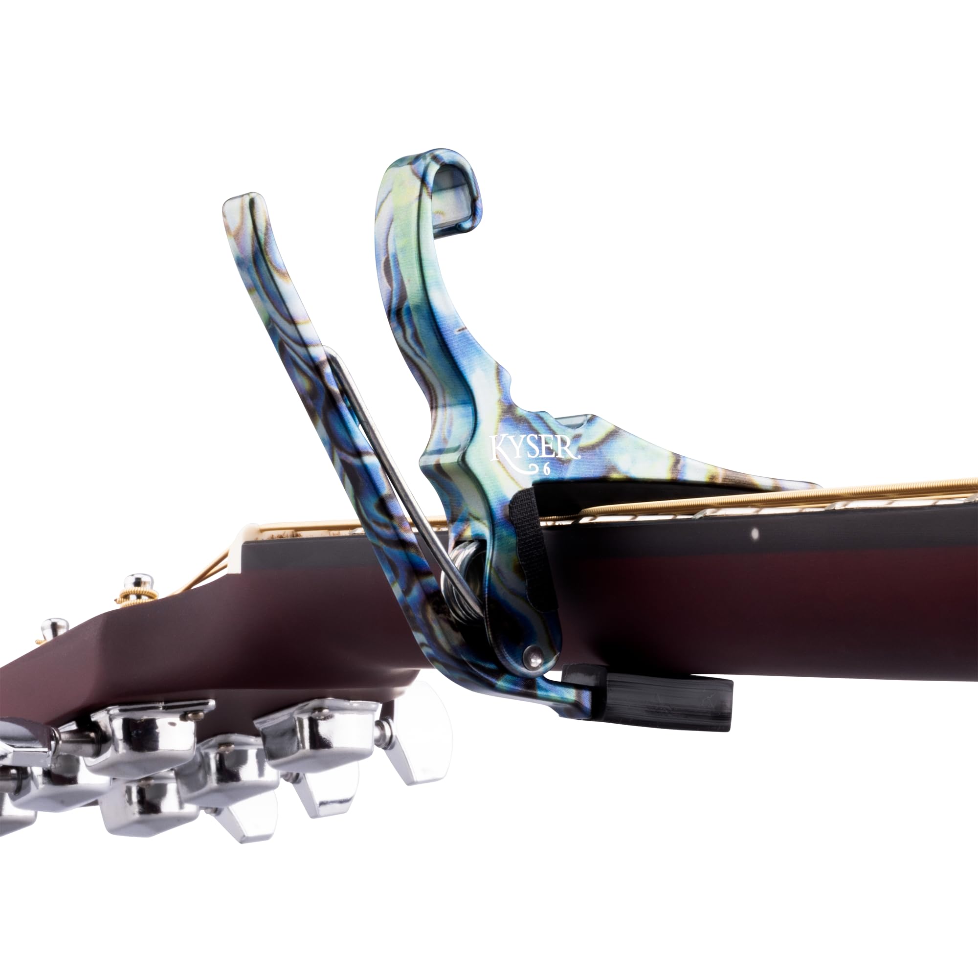 Kyser Quick-Change Capo for 6-string acoustic guitars (Abalone), 3.25 x 4 x 0.5 inches - Image 3