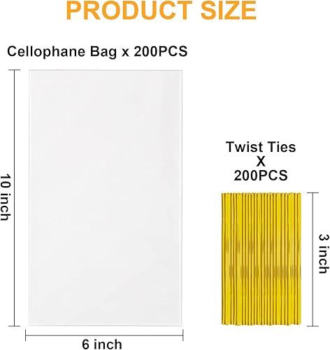 Miniatura 3 de Artby7 Bolsa de dulces de Halloween, bolsas de celofán para regalos, 200 bolsas de celofán transparentes de 6 x 10 pulgadas para tarjetas,