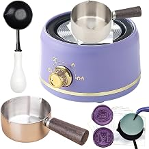 Sealing Wax Warmer Electric 80ml Large Spoon, Non-Slip Melt Scoop Electric Wax Seal Melt Furnace Warmer Kit Great Tool Stick Beads for Melting Wax Purple