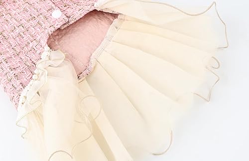 Miniatura 4 de Vestido suave de malla para perros con accesorio de perlas y correa de lazo para perros pequeños y medianos, Navidad, vacaciones, picnic, fiesta de