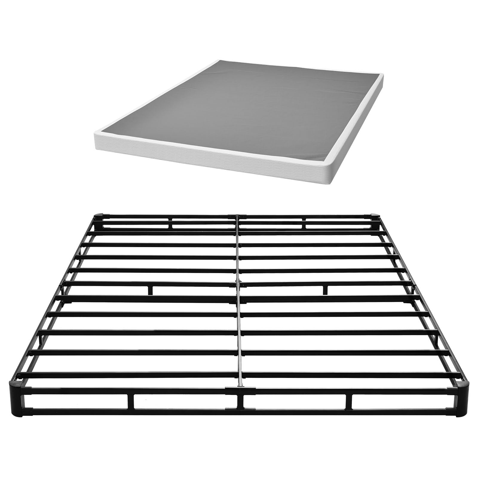 VEVOR Boxspringbettgestell (Queen-Size) mit Waschbarem Stoffbezug, Metallrahmen (2010 x 1510 x 102 mm) für Queensize-Betten, 102 mm Matratzenauflage, Max. Belastbarkeit 1587,57 kg, Matratzenfundament