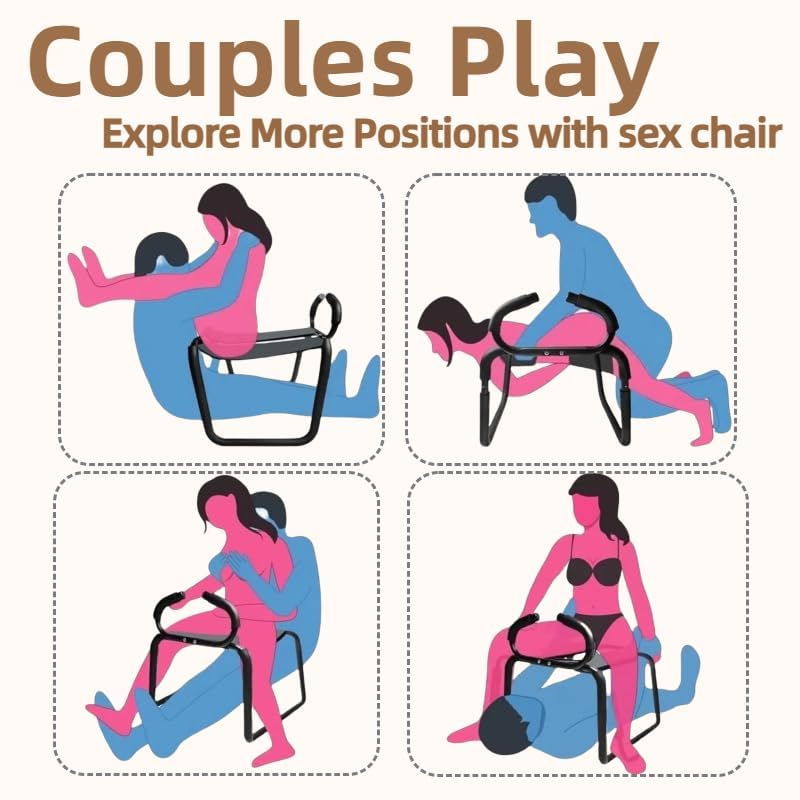Sex Chair Multifunction Sex Position Enhancer Chair, Sex Furniture Love Position Aids Chair with Handrail, Novelty Sex Toy Sex Games Sex Bench for Couples Adult SM Games (): Black