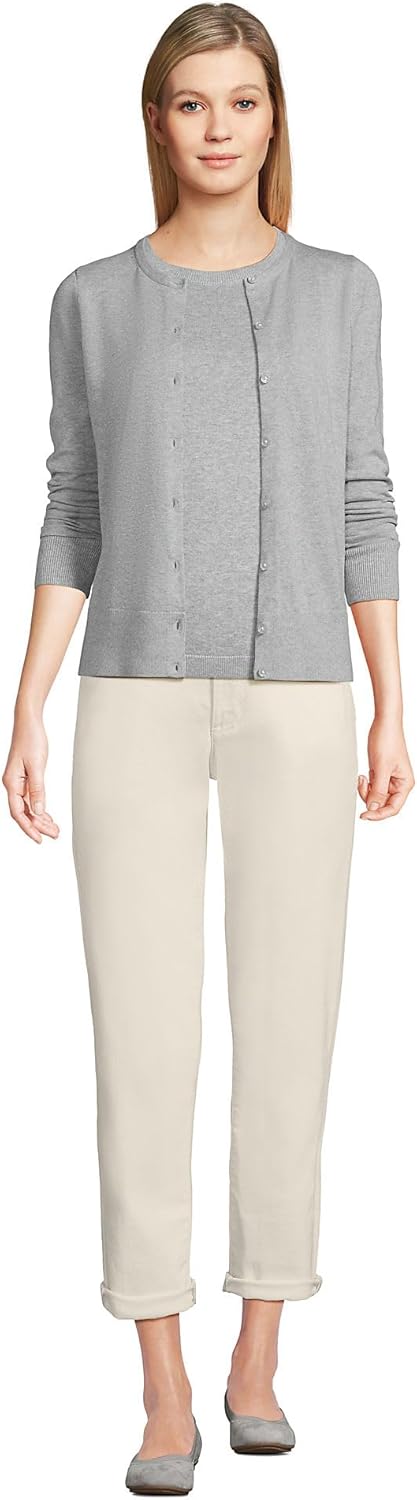 Lands' End Women's Fine Gauge Cotton Cardigan Sweater - Image 5
