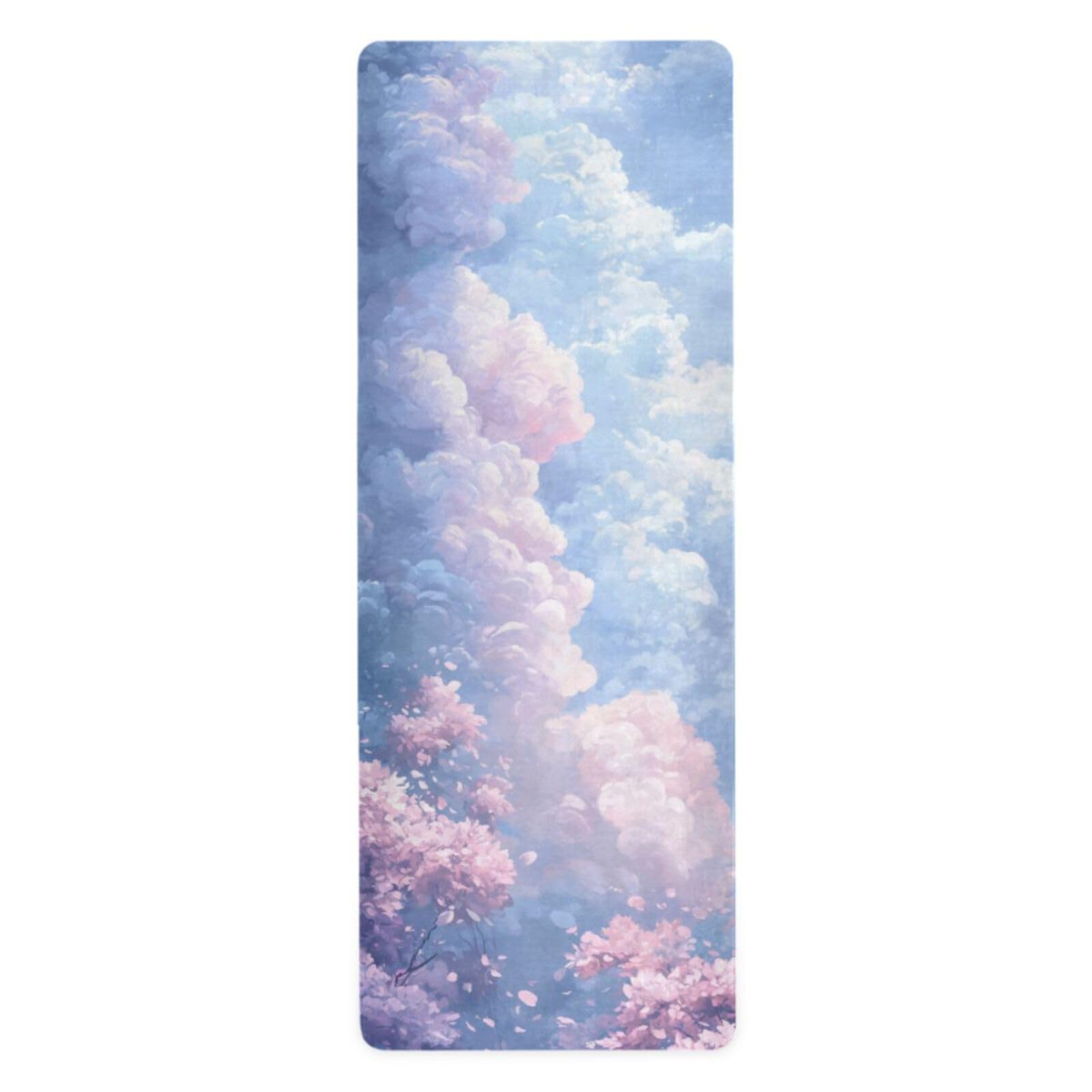 Kigai Yoga Mat Colorful Clouds Fitness Mat Eco-Friendly Non Slip Portable Foldable Floor Workouts Mat for Pilates Home Gym Exercise Beach 70.8x26 inch