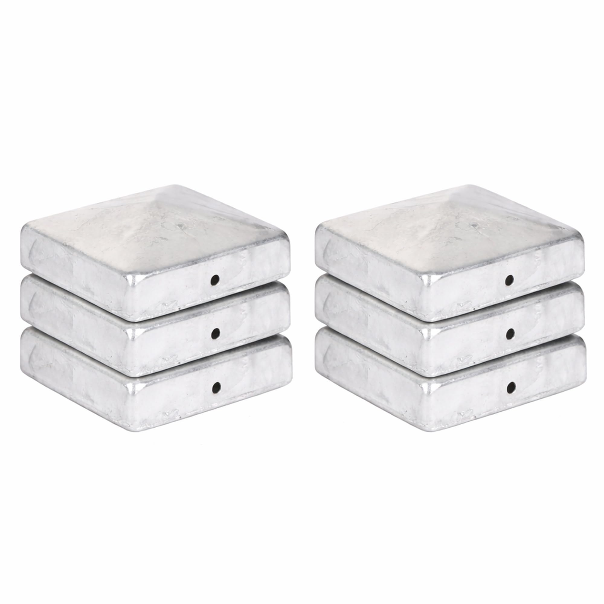 Vivagardea Silber 6 X Pyramid Fence Post Caps 71 X 71 Mm Galvanised Steel
