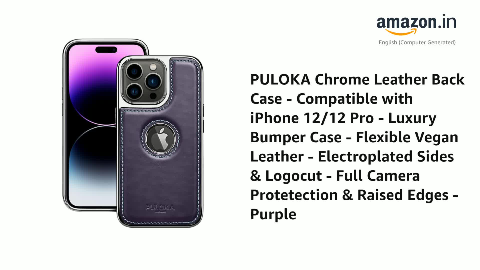 PULOKA Chrome Leather Back Case - Compatible with iPhone 12/12 Pro