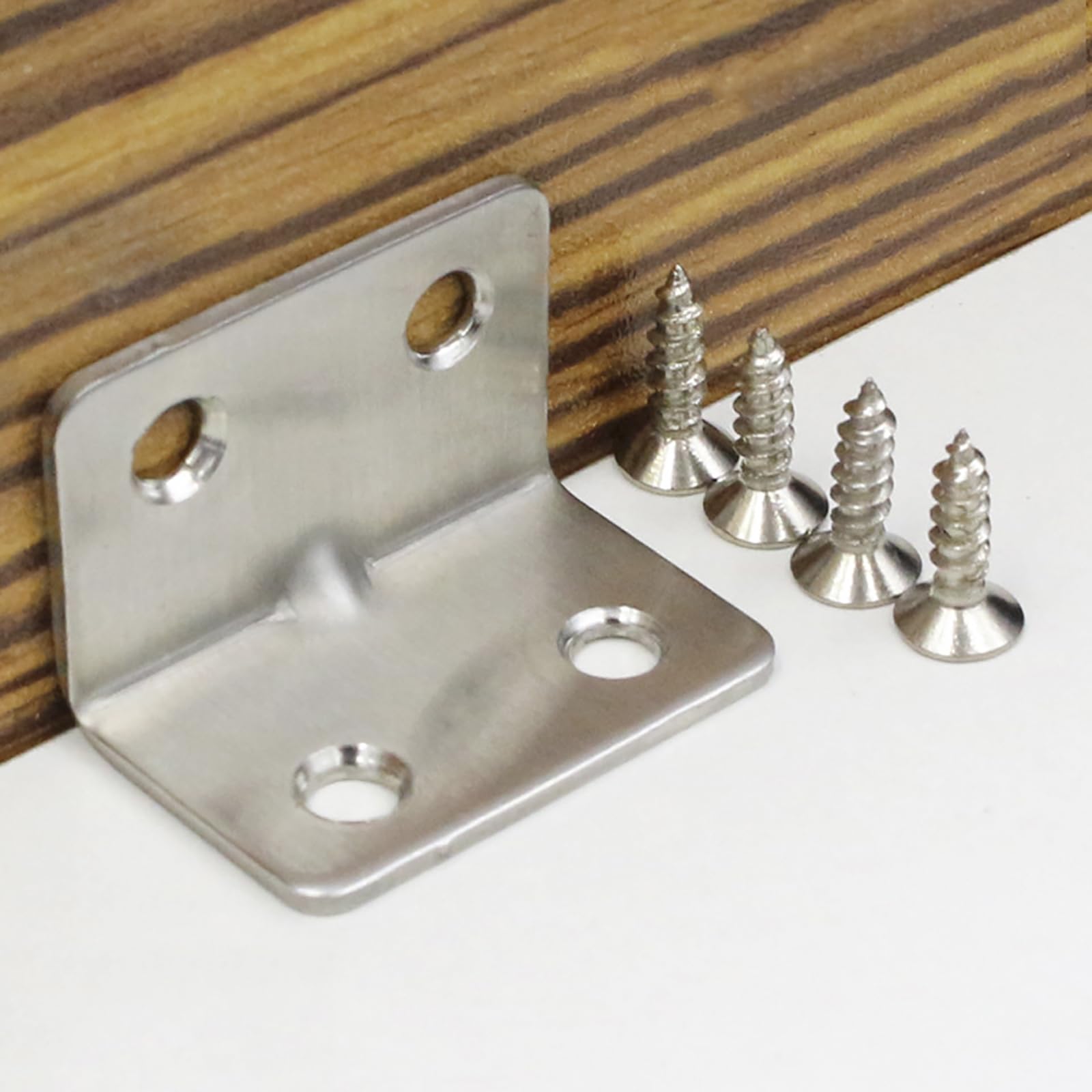 SyiXute 12 Pcs 30×30×38mm Stainless Steel L Sleeper Corner Brackets, 90 Degree Right Angle Brackets with 48 Screws - Image 4