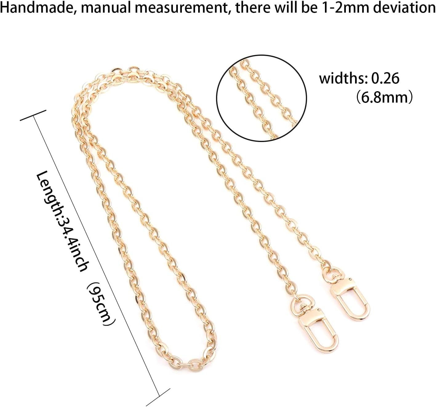 Purse Chain Strap Crossbody Gold Chain Shoulder Bag Replacement Strap with Metal Buckles - Image 3