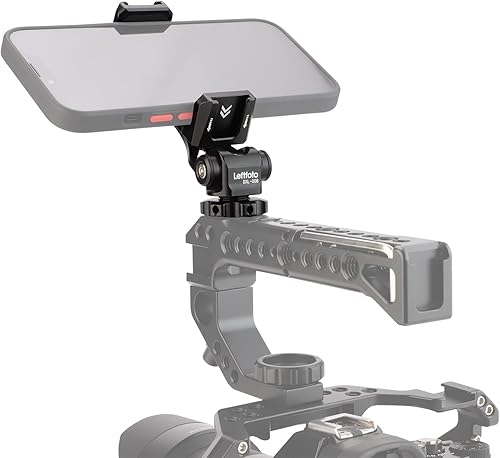 Miniatura 6 de LEFTFOTO Adaptador universal multifuncional de aluminio para teléfono, soporte de trípode para teléfono con zapata fría y rosca de 14 pulgadas,