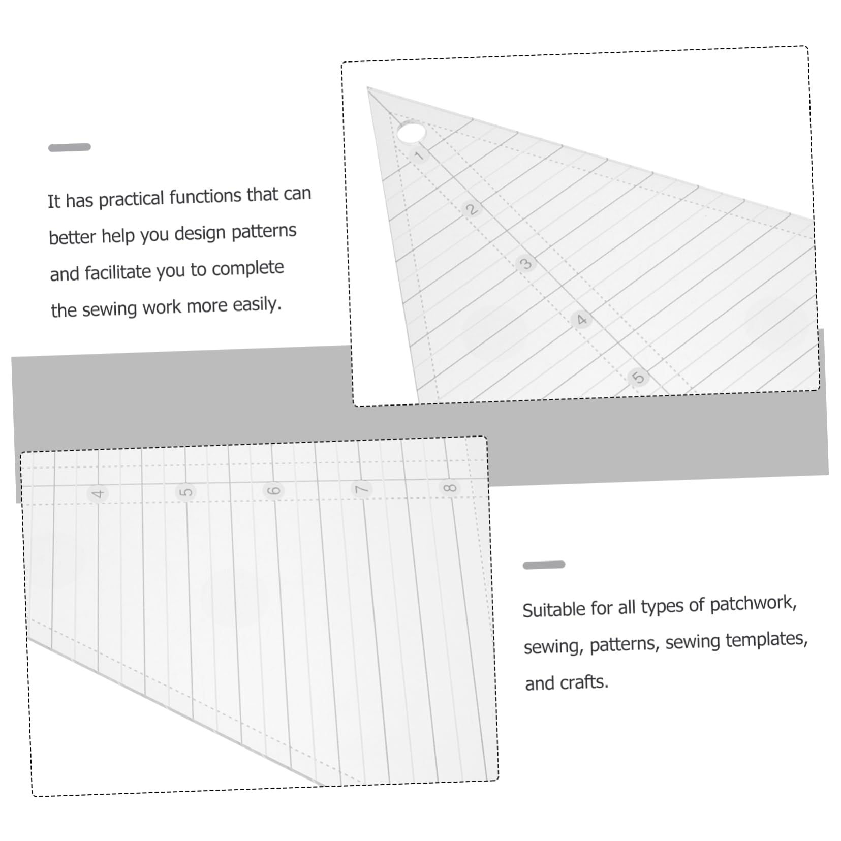 Housoutil 3 Stück Quilting Lineal Stabiles Patchwork Schneiderlineal Vielseitige Nähschablone für Präzises und Quilten für DIY Projekte