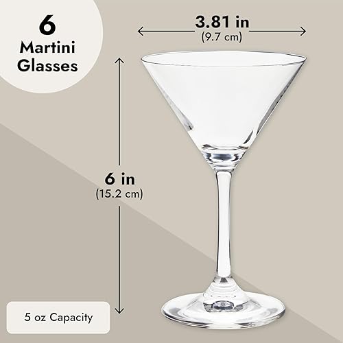 Miniatura 4 de Juvale Vasos de cóctel – Juego de 6 vasos transparentes de 5 onzas, 6 pulgadas de alto, juego de vasos Margarita y diseño de cupé para postres y