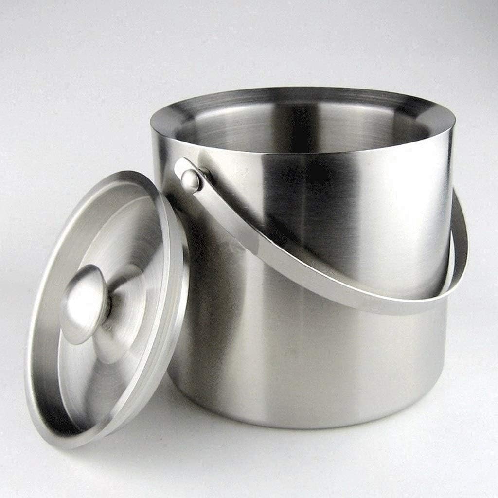 Cubitera Botella Vino Cubo de Hielo de Acero Inoxidable, Cubo de Acero con Asas de Transporte, Enfriador de Vino y Cerveza para Fiestas, Ideal para refrigeradores de Bares en casa