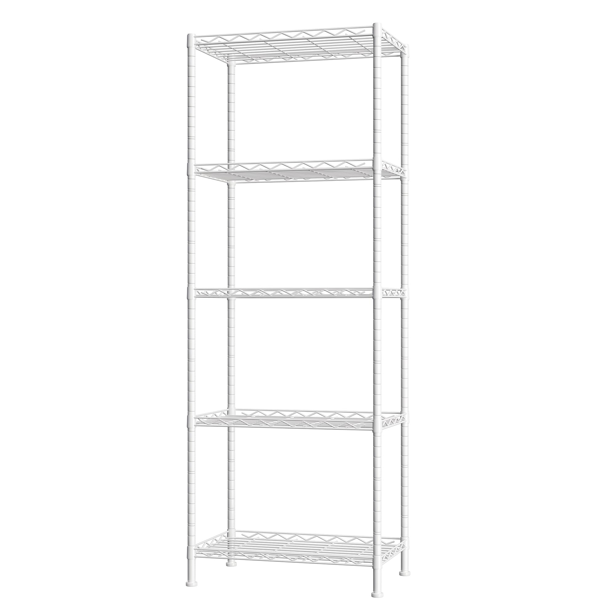 HOMEFORT Regal mit 5 Fächern, verstellbares Drahtregal, Metalldraht, Regal für Küche, Speisekammer, Schrank, Badezimmer, Wäsche, weiß, 53,3 cm B x 27,9 cm T x 134,6 cm H