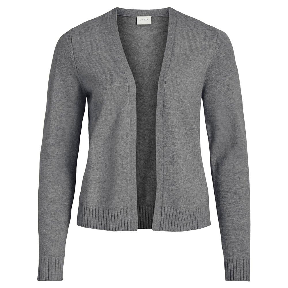Vila Women's Grey Viril Short L/S Knit Cardigan Noos, Medium Melange, S