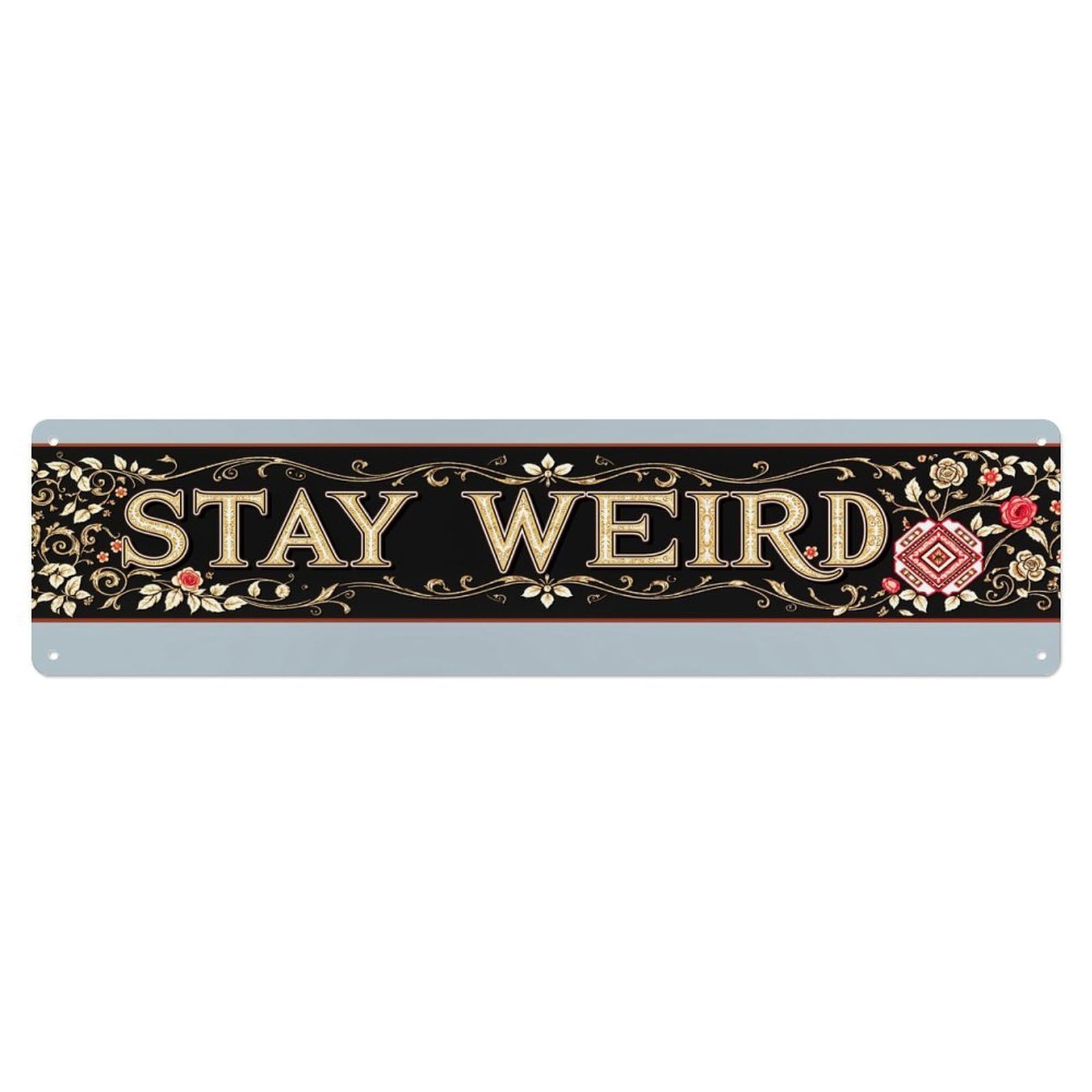 Floral Scrollwork Text Design Pattern Metal Tin Sign Plaque