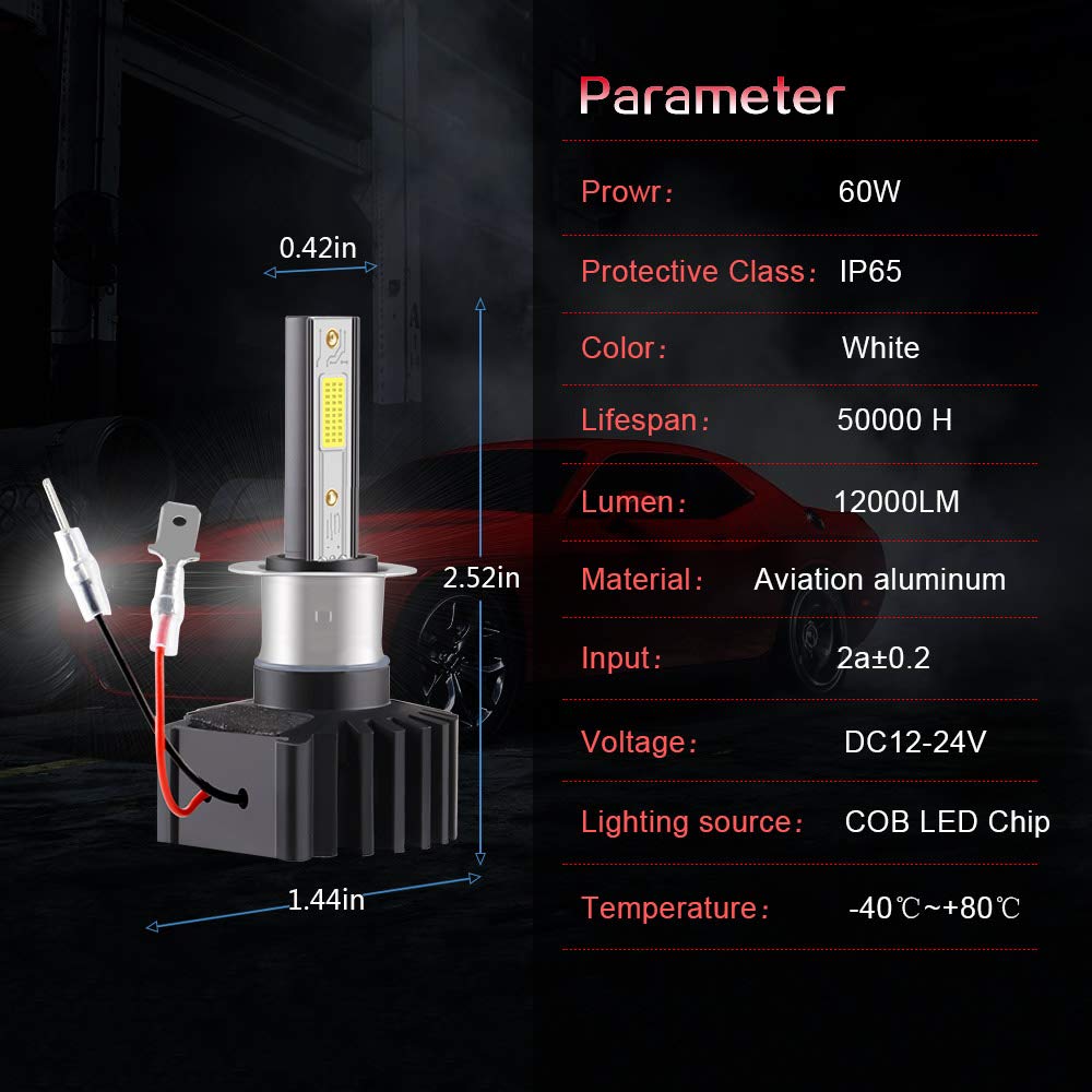 2 Pièces Ampoule H7 Led 56W Super Lumineux Kit De Conversion De Phare