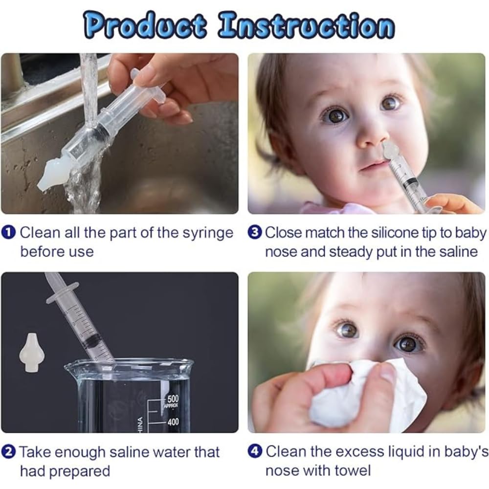 B-Arm 2 In 1 Nasal Aspirator And Irrigator For Kids And Adult- Syringe (2 pcs)- Each 10ml | Mucus Sucker with Silicone Nasal Tips | Mucus Extractor Tool For Blocked Nose - Image 6 thumbnail