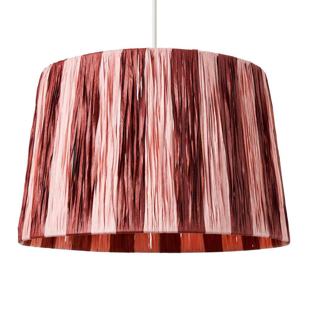 LITECRAFT Dolly Striped Raffia Lamp or Shades - (Pink, Easy Fit Shade)