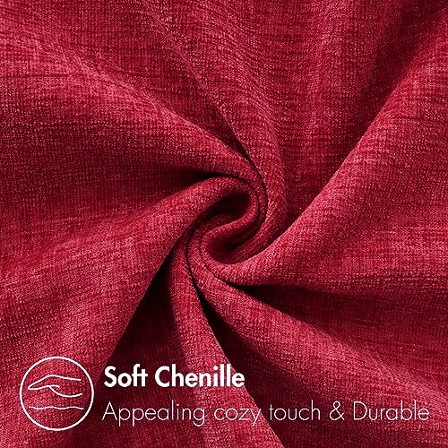 Image of MIULEE Pack of 2 Red Couch Throw Pillow Covers 20x20 Inch Soft Polyester Chenille Pillow Covers for Sofa Living Room Solid Dyed Pillow