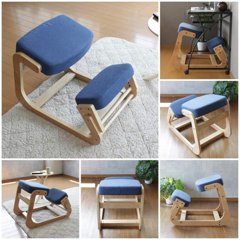 Sedia Ergonomica Posturale In Legno Di Betulla E Cuscino In Gommapiuma 51x69x58cm Grigia