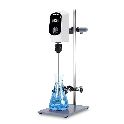 LACHOI Agitador de cabeza Mezclador digital de sobrecarga con varilla de agitación Max.20L 100-2000RPM 10000mPas Mezclador agitador de sobrecarga de