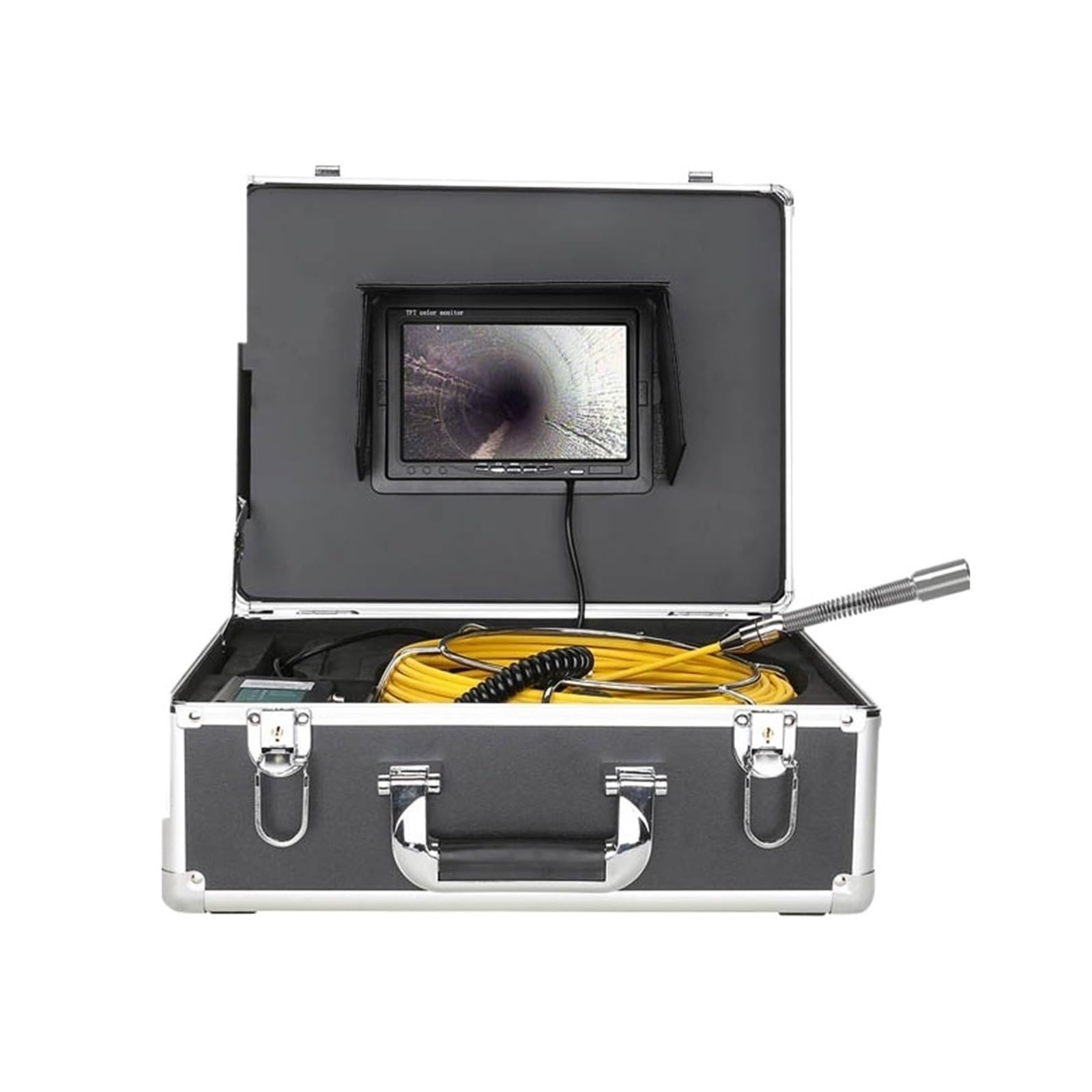 Kamera Inspekcyjna Do Rur Kanalizacyjnych DVR Z Licznikiem Metrów, Automatycznym Samopoziomowaniem, Nadajnikiem 512 Hz, Lokalizatorem Przemysłowym, Endoskopem Dobra Jakość Obrazu(30M,7inch)