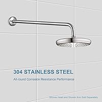 Vista 3 de OFFO Brazo de ducha con brida, 24 pulgadas níquel cepillado montaje en pared brazo de cabezal de ducha de ángulo de repuesto montado en pared