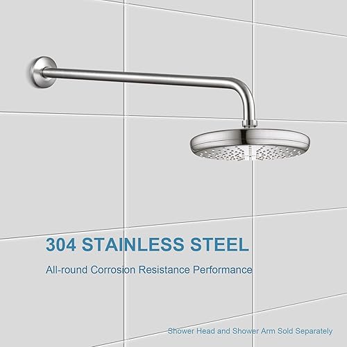 Miniatura 3 de OFFO Brazo de ducha con brida, 24 pulgadas níquel cepillado montaje en pared brazo de cabezal de ducha de ángulo de repuesto montado en pared para
