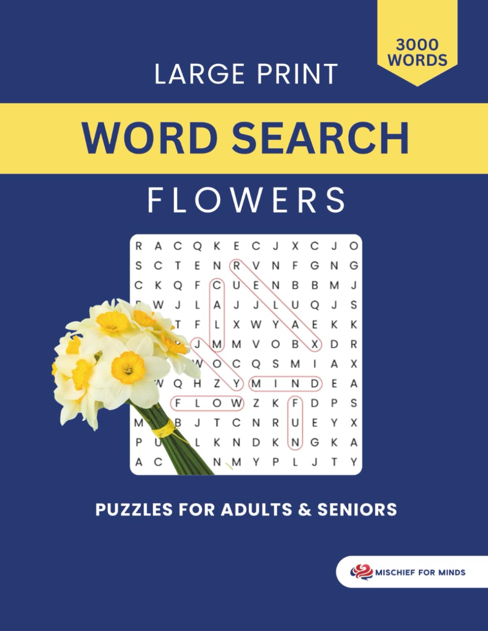 Large Print Word Search Flowers: 3000 Words Puzzles for Adults & Seniors