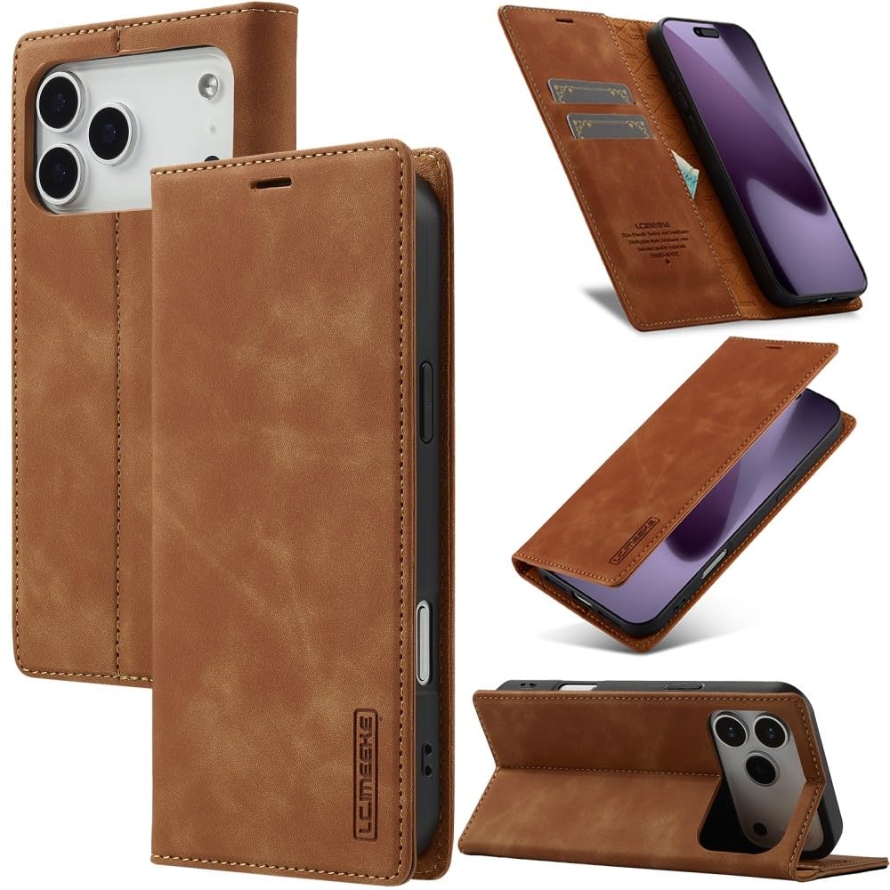 Étui portefeuille iPhone 16 marron idéal pour vos déplacements quotidiens - 7