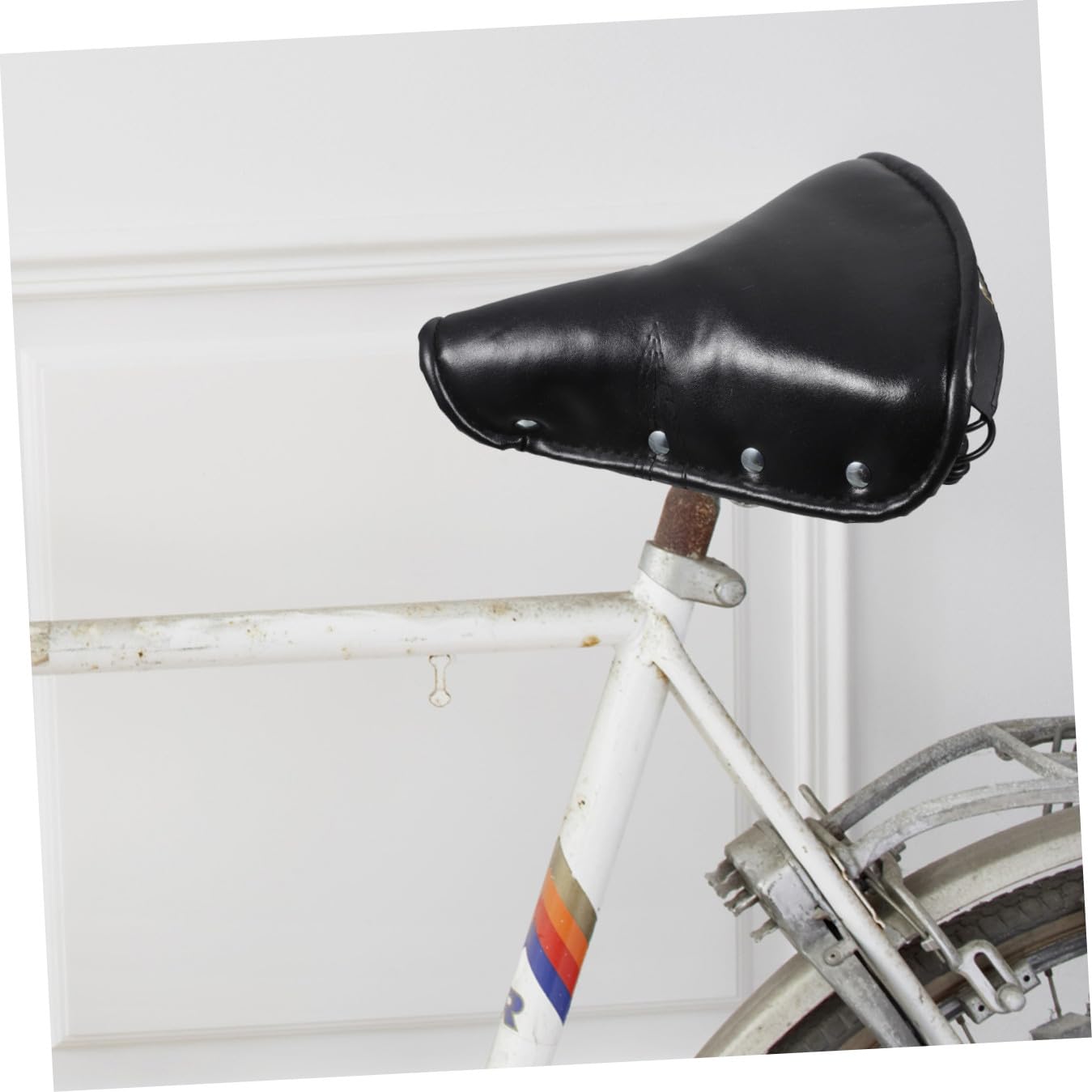 Healeved Sillín de Bicicleta Vintage Negro Muelles Cojín Retro de Cuero Cómodo Asiento para Triciclo Clásico Sillín de Bicicleta de Estilo Antiguo para Ciclismo Recreativo