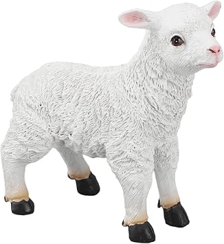 Garden Statues for Outside Garden Sheep Statue Cute Hand Made Lifelike Lamb Figurine Nativity Sheep Sculpture for Courtyard Lawn Outdoor Decor Gardening Gifts