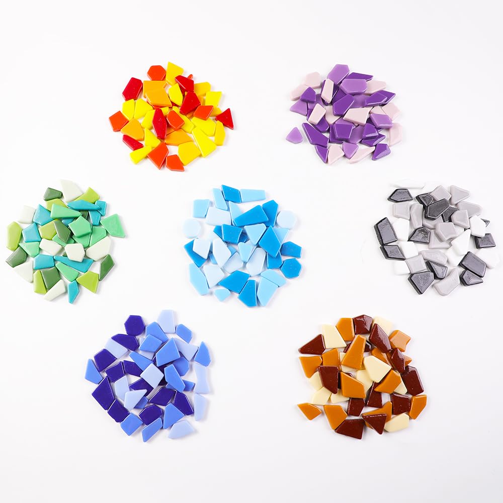 1 LB Bulk Irregular Enamel Mosaic Glass Tiles - Random Broken Pieces For DIY Crafts (RB900) - View #3