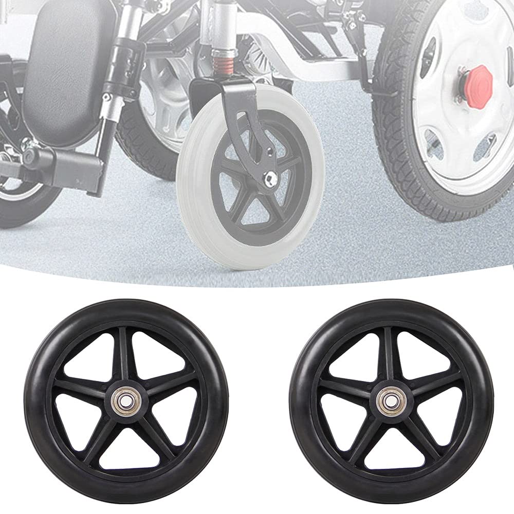 LekLai Rueda de Repuesto para Silla de Ruedas, 2 Piezas de Ruedas Delanteras para Silla de Ruedas, Pieza de Repuesto de Neumáticos Sólidos Universales para Silla de Ruedas, Rueda Delantera Antidesga