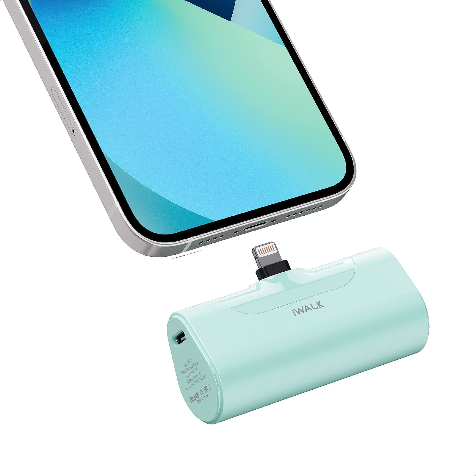 iWALK Caricatore Portatile 4500mAh, Ultra Compatta Caricabatterie Batteria Petit Batteria Esterna Compatibile con iPhone 14/14 Plus/14 Pro/14 Pro Max/13/12/11/SE/XR/8/7/6s, Verde