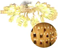 Fio Fada Varal Luminoso Decorativo LED de Fotos Pregador/Prendedores/Grampinho Led 4 M 20 Pregadores Luz Branco Quente Pilha & USB
