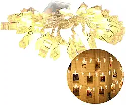Fio Fada Varal Luminoso Decorativo LED de Fotos Pregador/Prendedores/Grampinho Led 4 M 20 Pregadores Luz Branco Quente Pilha & USB