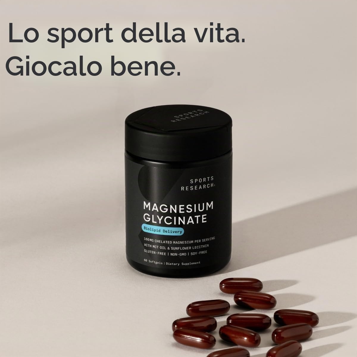 Sports Research - ® Magnesio glicinato Supporta il sonno riparativo e i processi enzimatici 160 mg di magnesio chelato L