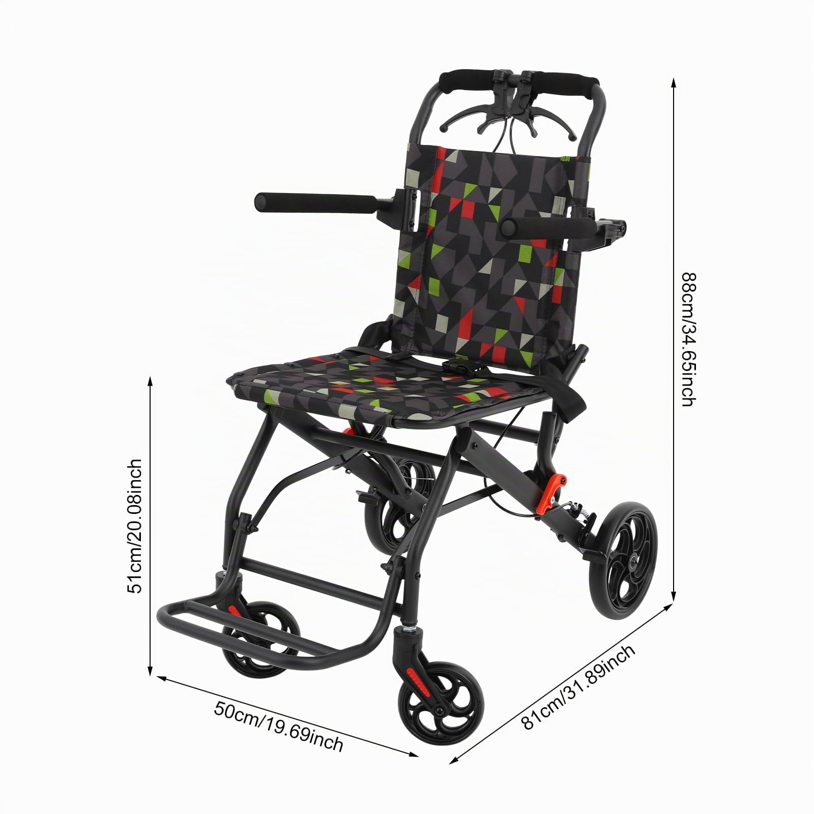 Sedia a rotelle pieghevole, portatile, pieghevole, con poggiapiedi, portata 100 kg, stabile e compatta, ideale per anziani e in viaggio