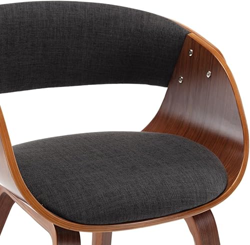 Miniatura 6 de Ergonomic Dining Chair, Grey Polyester & Dark Brown Bentwood, Modern Kitchen Seating, Stylish Accent for Dining Room