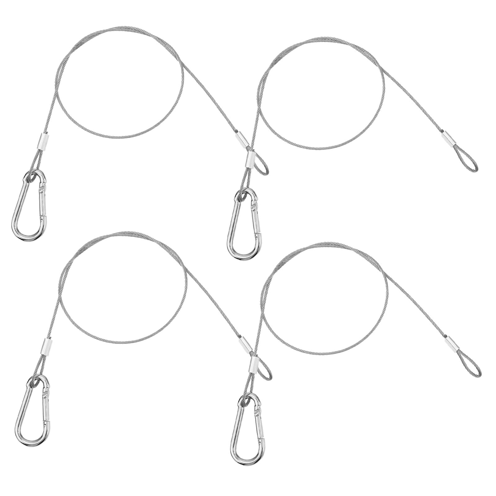 4 Corde Sicurezza Acciaio Inox Per Bici - Cavo Flessibile Doppio Anello Con Moschettone | 80cm X 3mm Per Casco E Bagagli - Foto 5