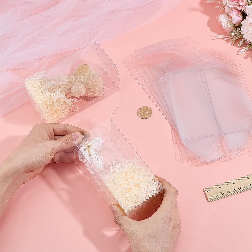 68 scatole trasparenti, 7,1 x 7,1 x 15,1 cm, grandi scatole trasparenti in PVC, in plastica, per matrimoni, feste, baby shower, confezioni regalo per San Valentino