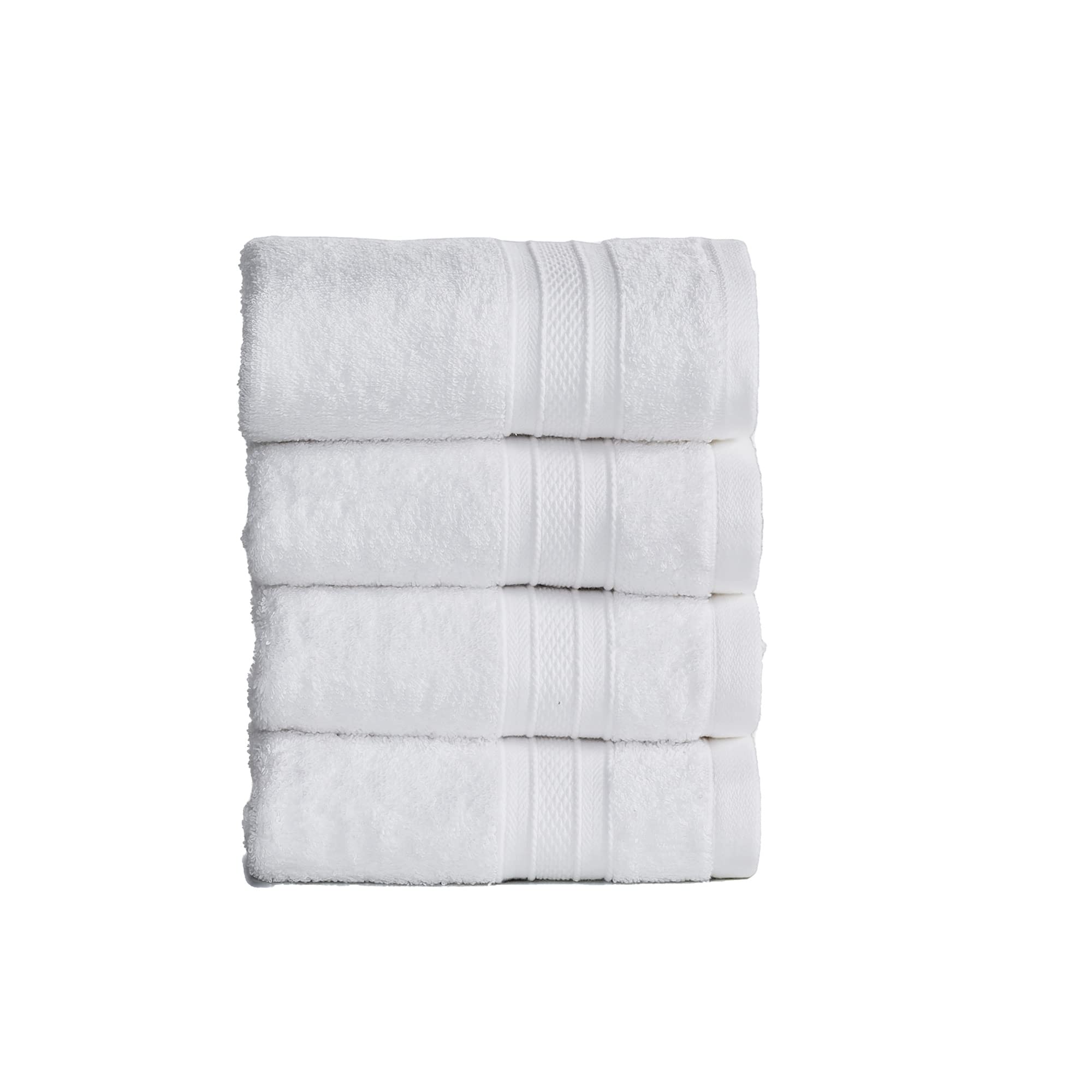 Hand Towels 100% Cotton, 4 Piece Extra Large Hand Towels, 500 Gsm, Highly Absorbent, Super Soft, Hotel & Spa Quality Hand Towels For Bathroom Soft & Plush, White Set Of 4