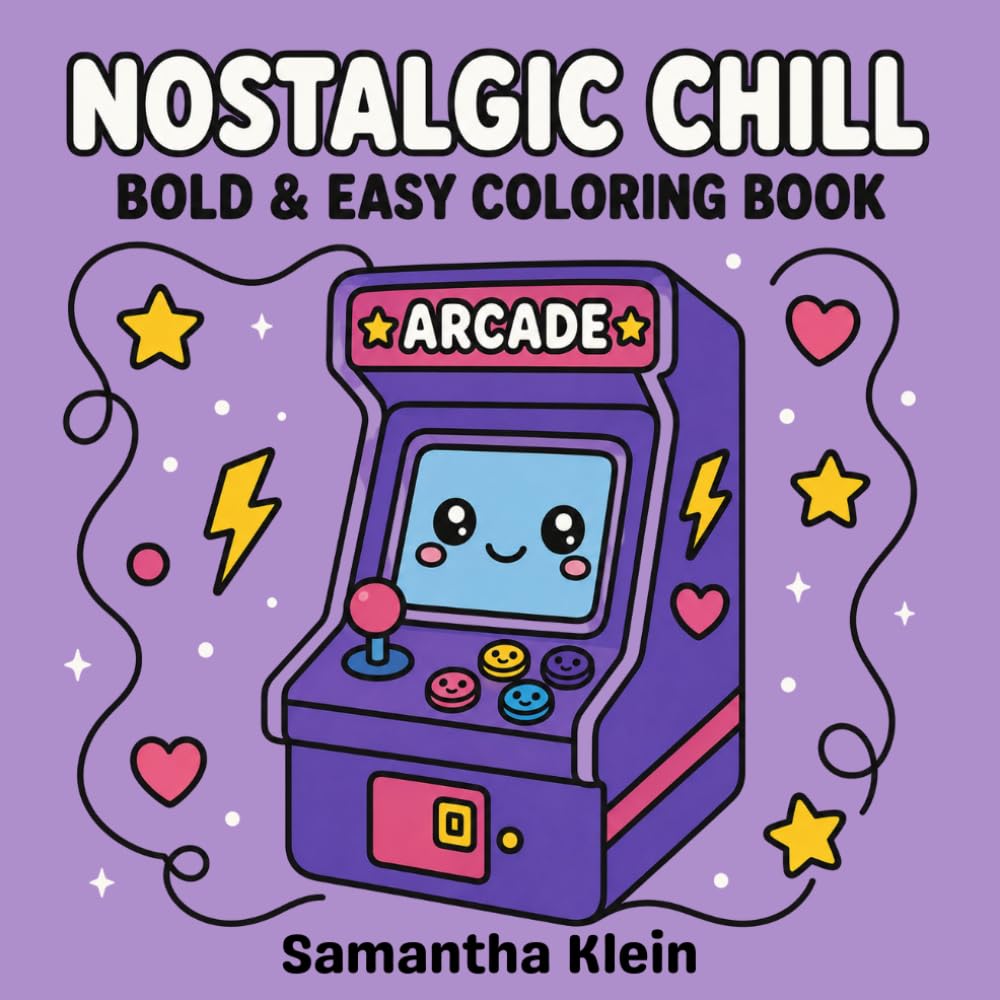 Nostalgic Chill Bold & Easy Coloring Book for Teens and Adults: 40 Minimal Line Art Designs Featuring 90s Retro Aesthetic (Minimal Art Coloring Series)